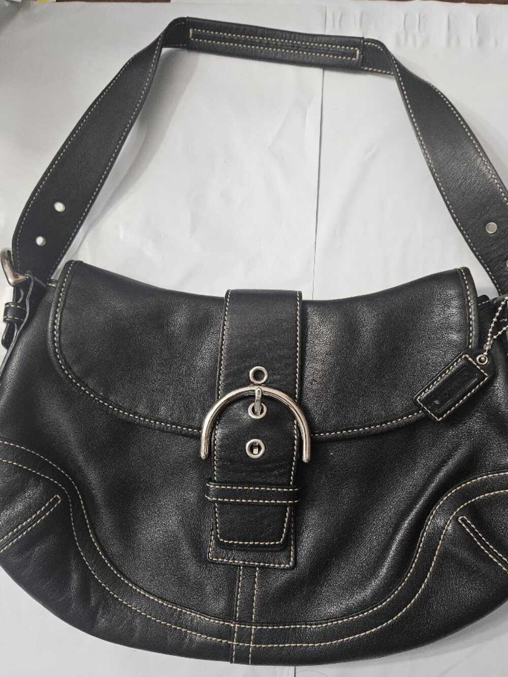 Vintage Coach Soho Black Buckle Leather Shoulder Bag